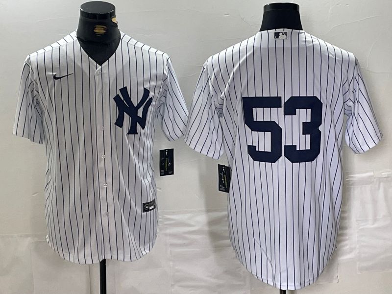 Men New York Yankees #53 No Name White stripe Game 2024 Nike MLB Jersey style 1->new york yankees->MLB Jersey